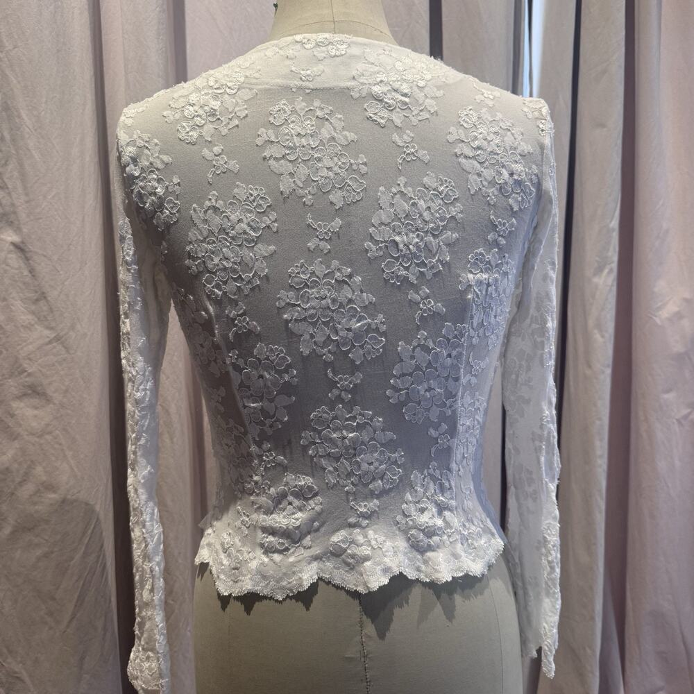 Ann Ferriday VTG Scallop Lace Cardigan S/M - Picture 3 of 5